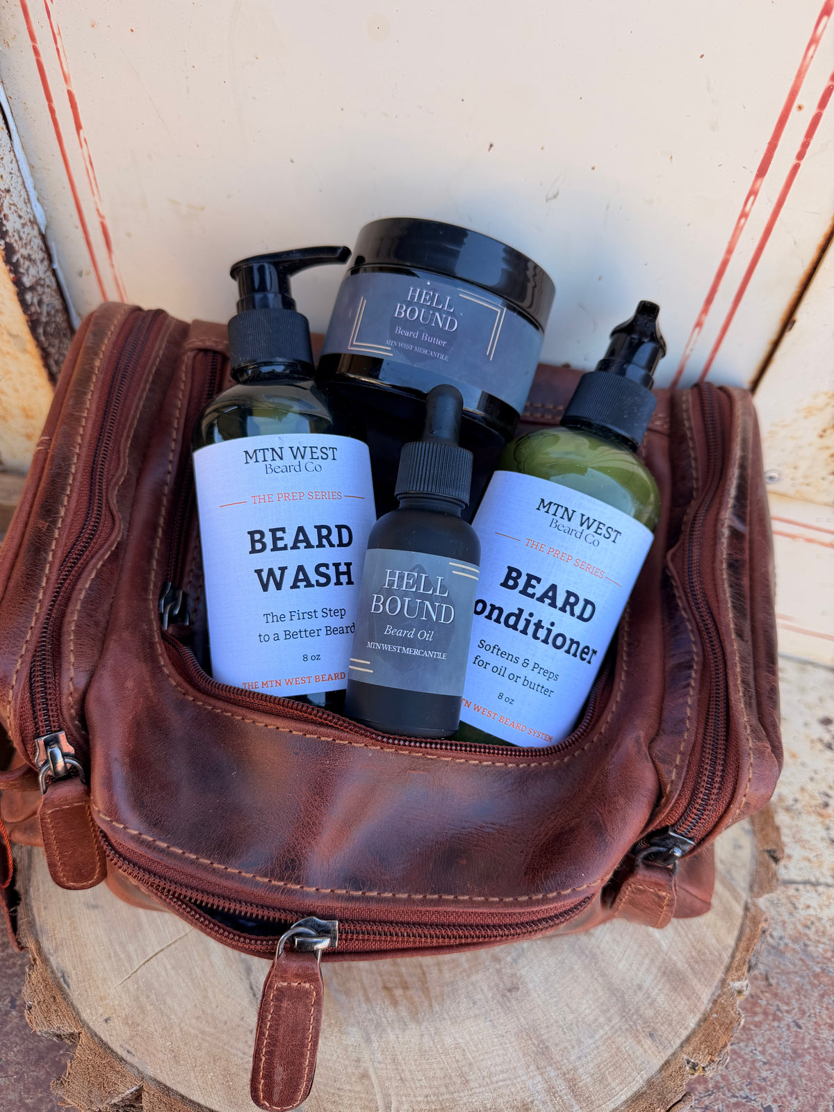 Ultimate Outfitters Kit | Chestnut Leather Dopp Bag + Complete Beard Care System
